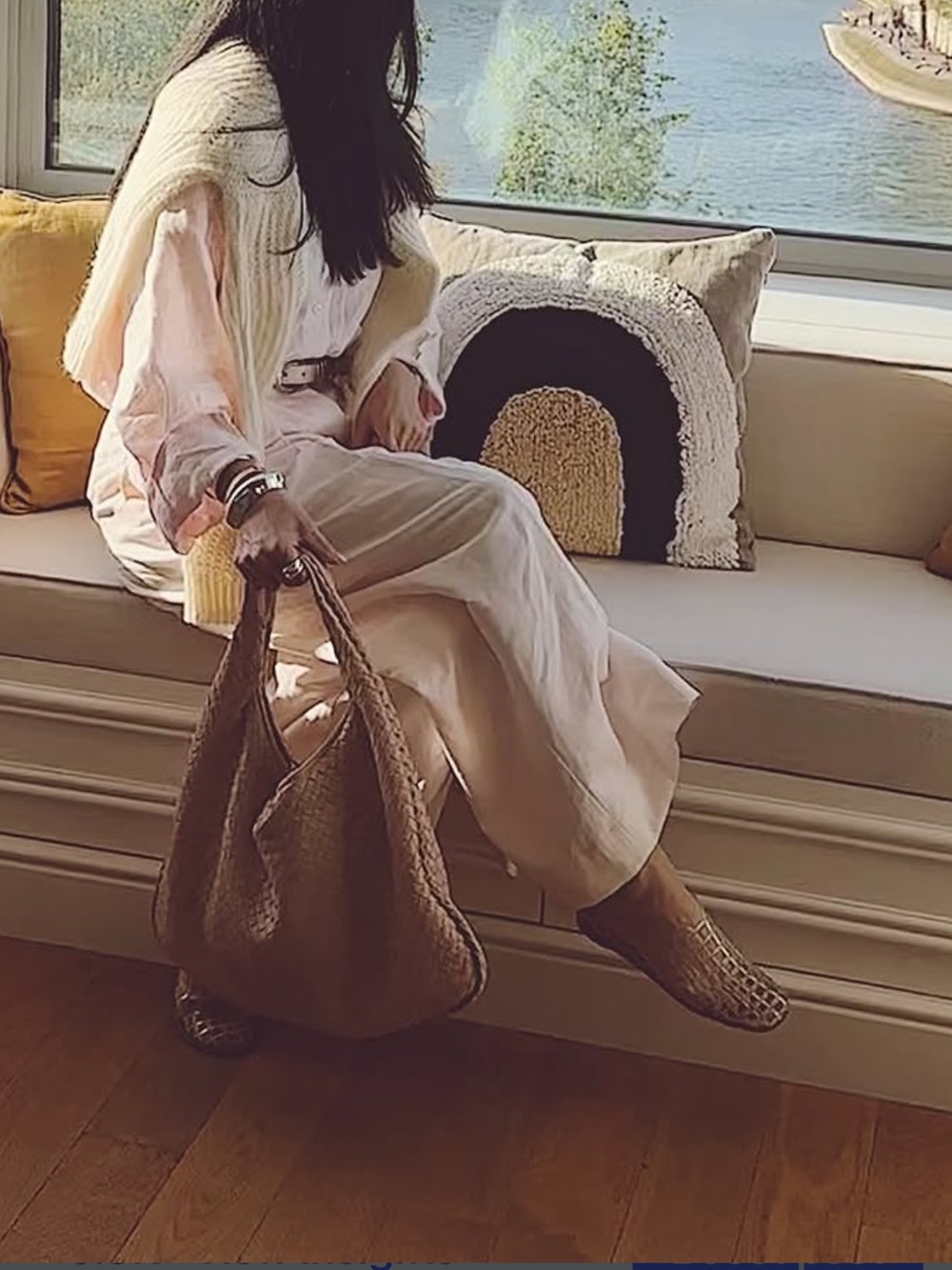 COS blush pink wide leg pants